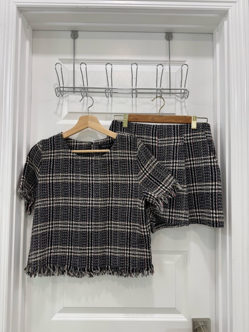 NWOT Tweed Plaid Two-Piece Set - Black & Cream